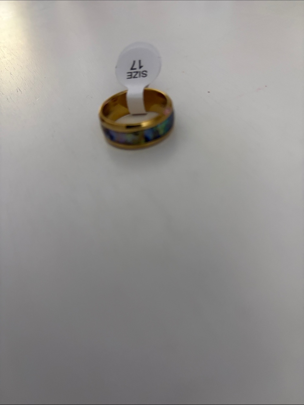 Gold Tone Abalone Inlay Women's Ring - Size 7